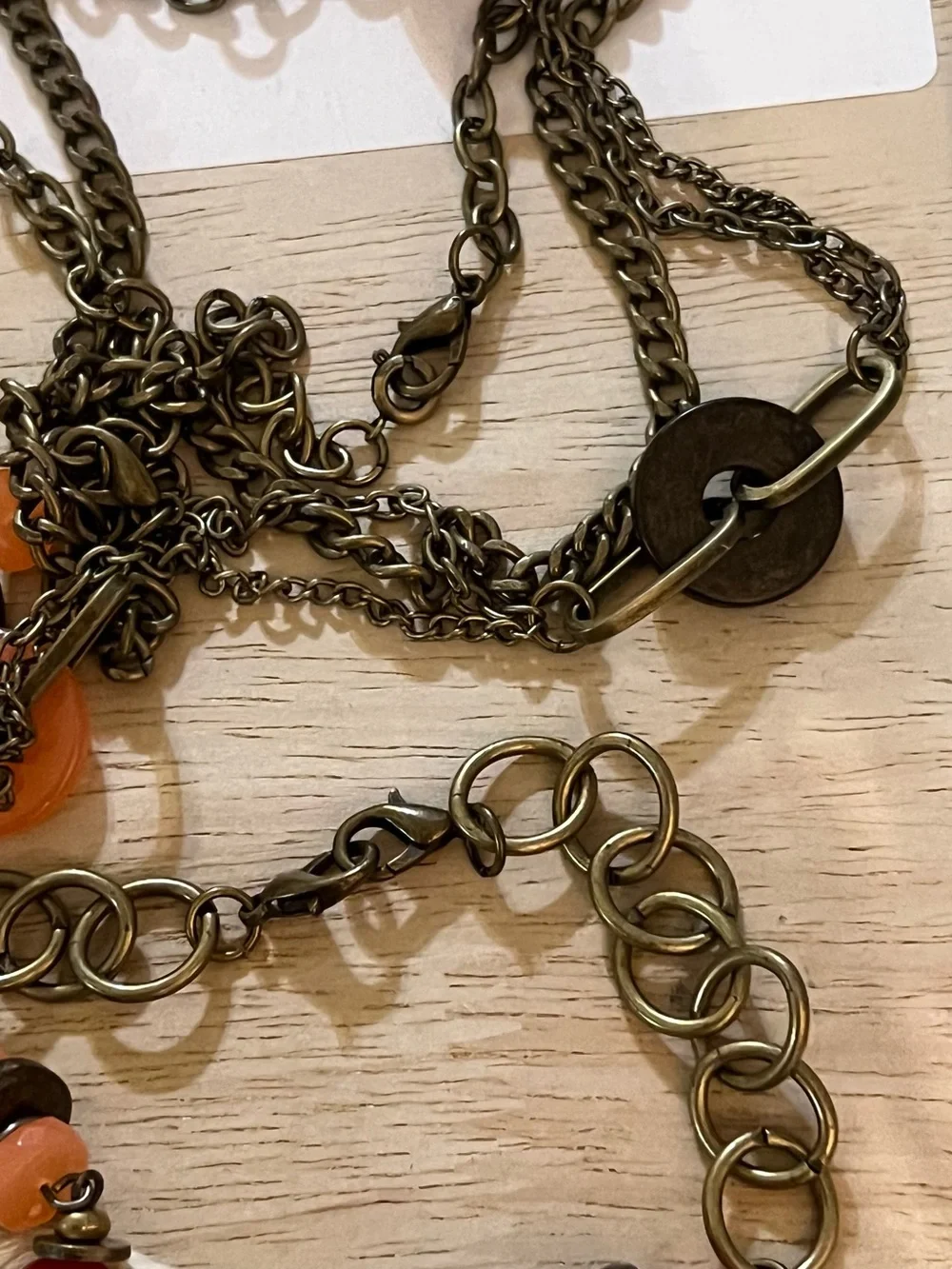 Premier Designs Red and Orange Mixed-Media Pendant Necklace